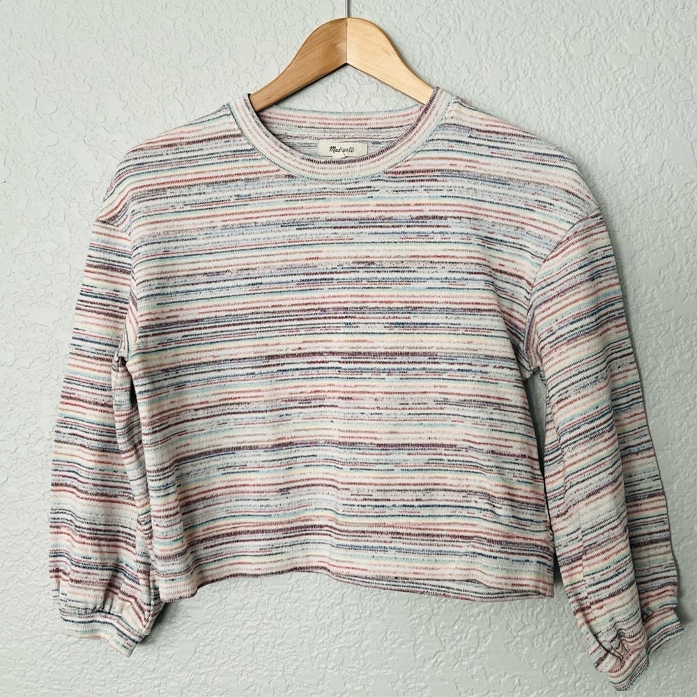 Madewell Multicolor cropped Striped Sweatshirt Size Small